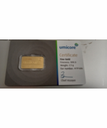 UMICORE 2.5GM 999.9 GOLD BAR WITH CERTIFICATE IN SEALED PACK - $571.49 CAD