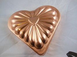 Vintage Copper Mold Valentines Day Jello heart Mold Copper &amp; Tin 6 inch - £10.89 GBP