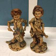 Pair of Vtg Old World Original HiMark drummer boy and guitarist ceramic musician - £58.85 GBP