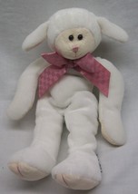 Baby Boyds Soft White Lamb With Pink Bow 10&quot; Plush Stuffed Animal Toy - £14.34 GBP