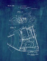 Harley Motorcycle Oil Tank And Battery Assembly Patent Print - Midnight Blue - £6.45 GBP+