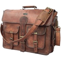 Dhk 16 Inch Vintage Handmade Leather Messenger Bag Laptop Briefcase Comp... - £94.10 GBP