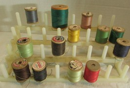 VINTAGE sewing general vintage lot of 13 spools PLASTIC HOLDER  SHADES T... - £14.38 GBP