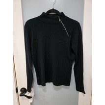 Luxe 360 by Designers Originals PM Black Sweater Rhinestone Zip Petite - $24.00