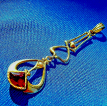Amazing Antique Art Nouveau Garnet Pearl Pendant Elegant 10k Gold charm - £759.63 GBP