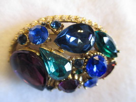 Multi-Colored Faux Jewel Encrusted Brooch by Sphinx Vintage  - £19.89 GBP