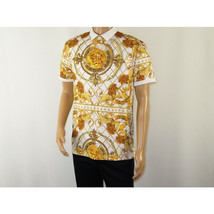 Mens PLATINI Sports Polo Shirt With Rhine Stones Lion Medallion DPP8246 White image 5