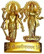 Laxmi Vishnu Idol Lakshmi Murti Statue Height Mixed Metal Energized 11 cm - $17.81