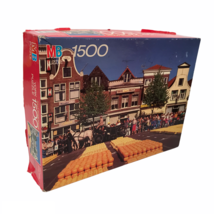 York 1500 Piece Puzzle Cheese Market Alkmaar Holland Vintage 1989 Nice - $11.16