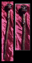 Willow Carved with Smoky Quartz Skull Wand and Stand - $99.00
