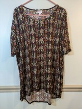 LuLaRoe Women&#39;s M Black Floral  Print Pullover Tunic Short Sleeve - $7.92