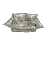 Vintage Polyfect Toys Silver Fabric Couch For Fashion Dolls Made in Hong... - $17.81