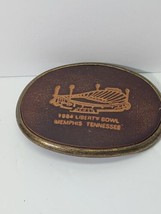 Vintage CL Cid  1984 Liberty Bowl Memphis TN Men&#39;s Leather on Brass Belt Buckle - £17.05 GBP