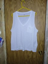 Madewell Sleeveless Shirt Womens Size 2XL White V Neck Breast Pocket 100% Cotton - £14.55 GBP