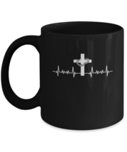 Coffee Mug Funny Christian Cross Heartbeat  - £15.99 GBP
