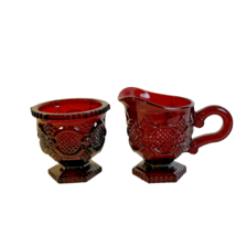Vintage Avon Cape Creamer &amp; Sugar Red Cod Collection Ruby Glass - £11.88 GBP