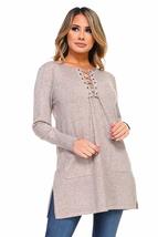High Secret Women&#39;s Long Sleeve Long Blouse with a Top Lace Closure (Large, Beig - £55.16 GBP
