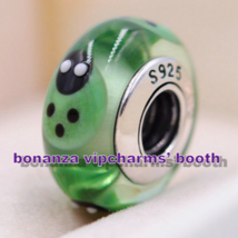 925 Sterling Silver Handmade Glass Bead Green Ladybug Murano Glass Charm  - £3.34 GBP