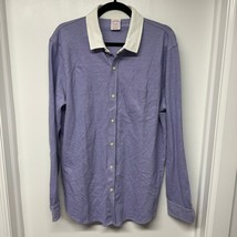 Brooks Brothers Mens Purple Performance Knit Long Sleeve Button Up Shirt Large - £26.80 GBP