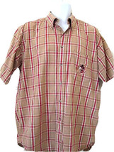 Disneyland Resort Paris Men&#39;s M Short Sleeved Plaid Button Front Shirt T... - £17.92 GBP