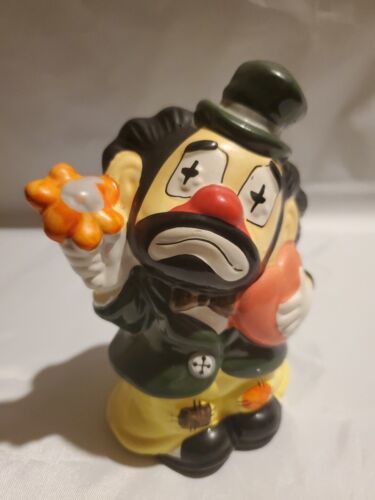 ENESCO 6.5&quot; Vintage 1990s Sad Clown Coin Piggy Bank  TAIWAN - $18.80