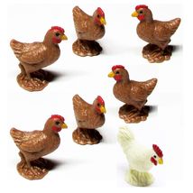 Dollhouse Large Flock of Chickens Hens &amp; Rooster Game Pcs Micro-mini Miniature - £8.81 GBP