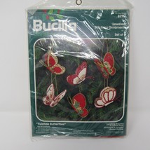 Bucilla Yuletide Butterflies Jeweled stitchery ornaments NOS #82117 unop... - $46.77