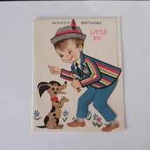 Vintage Happy Birthday Little Boy Puppy Card Used - £9.34 GBP