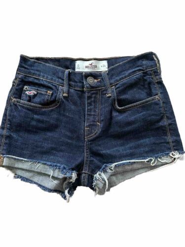 Hollister Jean ShortsWomens Mid Rise Dark Wash Denim Blue Size 0/24 Pockets - $12.19