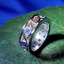 Earth mined Natural Color Pink Diamond Wedding Band Deco Platinum Etenity Ring - €26.721,03 EUR