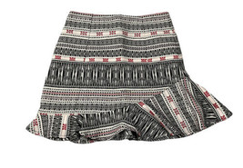 Topshop Womens Size 4 Geometric Print Skirt Rear Zip  Ruffle Bottom Hem - £18.42 GBP