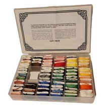Lot of 65 Embroidery Floss Thread Colors on Cards In Plastic Case + Blan... - £19.97 GBP