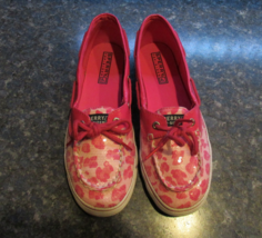 Sperry Top-Sider Pink Cheetah Sequin Slip-On Boat Shoe BISCAYNE, Big Girl 5m - $19.00