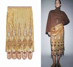 $339 ZARA STUNNING GOLD ZW COLLECTION LIMITED EDITION SEQUIN EMBROIDERED... - $229.00