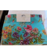 APRIL CORNELL TEAL WITH FLORAL PATTERN PLACEMATS SET OF 4 100% COTTON NIP - $33.65