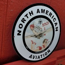 Vintage 1940 North American Aviation &#39;Mustangs Raise&#39; Porcelain Gas &amp; Oil Sign - $148.49