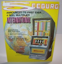 Seeburg International 4 Reel Slot Machine FLYER Original Vintage Artwork... - $25.18