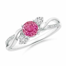 ANGARA Pink Sapphire and Diamond Twisted Vine Ring for Women in 14K Solid Gold - £883.57 GBP