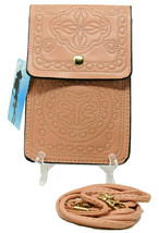 Small Cross Body Womens Cell Phone Purse Peach Shoulder Bag Handbag Faux Leather - £10.24 GBP