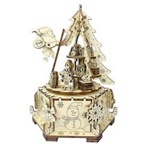 Christmas Music Box 3d Wooden Puzzles Diy Educational Toys Tabletop Decor - £25.07 GBP