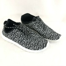 Womens Sport Sneakers Lace Up Knit Lightweight Black White Size 42 US 10 - £15.34 GBP