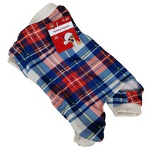 Pet Central Dog XS 8 inch Holiday Pajamas Blue and White Plaid - £6.73 GBP