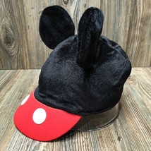 DISNEY Mickey Mouse Ears Hat Youth Baseball Cap Black Red Velour Elastic - $11.08