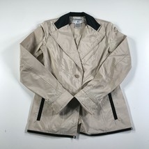 Vintage Chanel Windbreaker Jacket Size 38 Beige Shiny Collar Single Button 2000 - £749.70 GBP