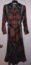 Soft Surroundings PS Plaid Shirt Dress Cranberry Waist Tie  - £28.48 GBP