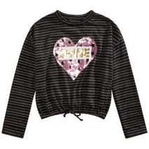 Belle Du Jour Big Girls Sequined Heart Drawstring Shirt, Size XL - £14.81 GBP