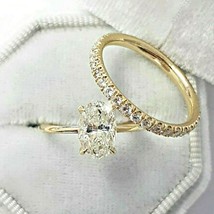 2.3Ct Oval Solitaire LC Moissanite Engagement Ring 14K Yellow Gold Plated - £73.13 GBP