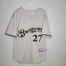 Majestic Milwaukee Brewers Carlos Gomez #27 Jersey Mens Size 50 - £24.34 GBP