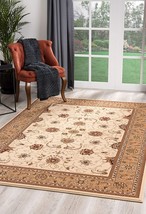 HomeRoots 395237 8 x 11 ft. Cream &amp; Tan Ornate Border Area Rug - £494.97 GBP