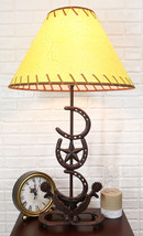 Ebros Cast Iron Western Horseshoes Base Desktop Table Lamps w/ Pine Shade 28&quot;H - £76.75 GBP